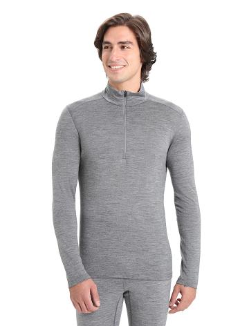 Men's Icebreaker Merino 200 Oasis Long Sleeve Half Zip Thermal Top Base Layers Gritstone Heather | CA 1587GSOL